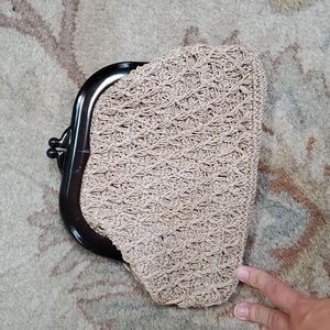 Vintage macrame crochet acrylic clutch